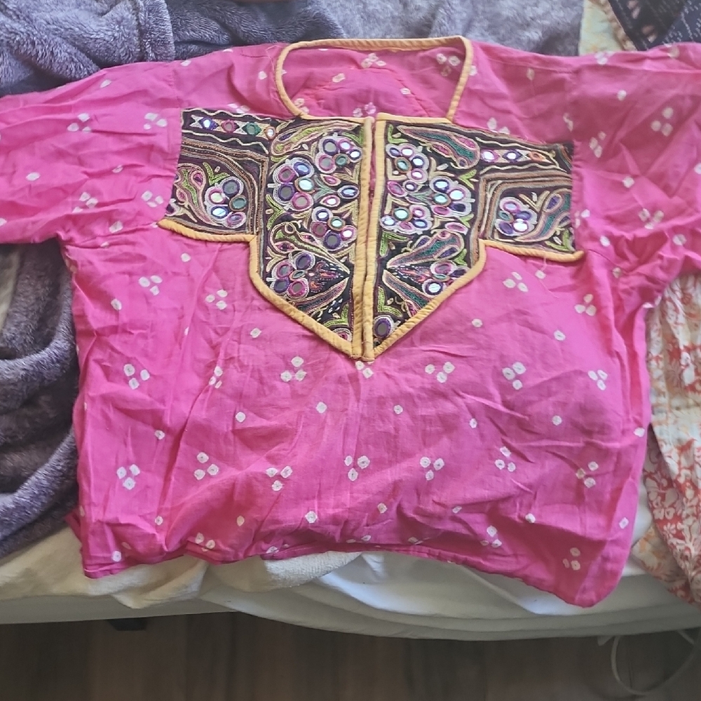 Elegant Pink Embroidered Women's Blouse